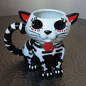 Day of the Dead Skeleton Gothic Halloween Cat Mug